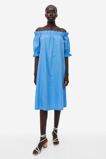 Платье с открытыми плечами H&amp;M, синий H&M