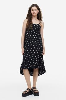 Креповое платье с завязками H&amp;M, черный/цветочный H&M