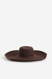 Соломенная шляпа с широкими полями H&amp;M, темно коричневый H&M