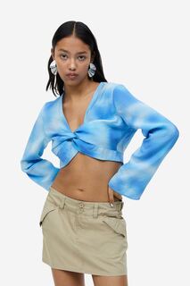 Блузка из смесового модала с узлом H&amp;M, синий/омбре H&M