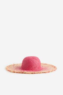 Соломенная шляпа с широкими полями H&amp;M, ярко-розовый/бежевый H&M