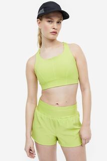 Двойные спортивные шорты DryMove H&amp;M, зеленый лайм H&M