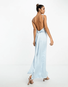 Платье-макси с завязками на спине NA-KD x Chloe Schuterman, голубой
