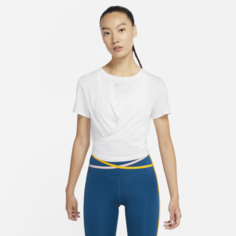 Топ Nike Dri-FIT One Luxe Women&apos;s Twist Standard Fit Short-Sleeve, белый