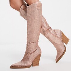 Сапоги Asos Design Catapult Heeled Western, розовое золото