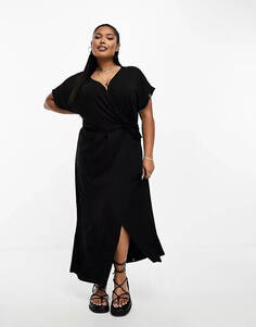 Платье-миди Asos Design Curve Pleated Drape, черный