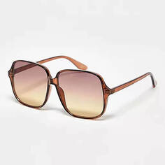 Солнцезащитные очки Asos Design Fine Frame Oversized 70s, коричневый