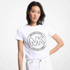 Футболка Michael Michael Kors Logo Charm Print Organic Cotton, белый