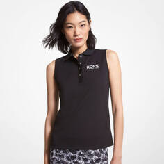 Рубашка-поло без рукавов Michael Michael Kors Golf Logo Pique, черный