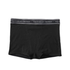 Трусики-шортики с высокой талией Victoria&apos;s Secret Logo Cotton, черный