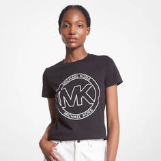 Футболка Michael Michael Kors Logo Charm Print Organic Cotton, черный