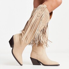 Сапоги Asos Design Comet Fringe Western, бежевый