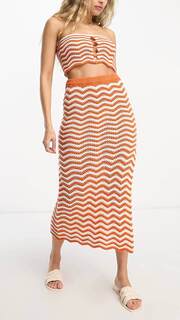 Вязаная пляжная юбка 4th &amp; Reckless Island Crochet Co-ord, оранжевый/белый
