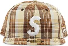 Бейсболка Supreme Metallic Plaid S Logo New Era, коричневый