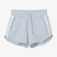 Короткие спортивные шорты ретро Michael Michael Kors Logo Tape Cotton Blend, голубой/белый