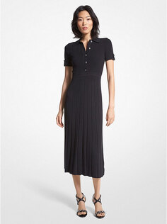 Платье Michael Michael Kors Ribbed Stretch Knit Polo, черный