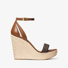 Босоножки Michael Michael Kors Kimberly Logo and Leather Wedge, коричневый