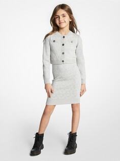 Кардиган Michael Kors Kids Logo Jacquard, светло-серый