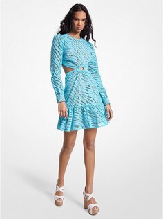 Платье Michael Michael Kors Zebra Eyelet Cotton Cutout, голубой