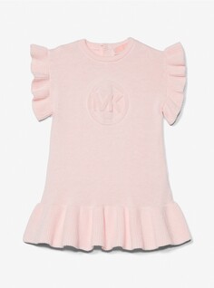 Платье для малышей с оборками Michael Kors Kids Logo Embossed Cotton, светло-розовый