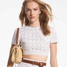 Укороченный топ из хлопка Michael Michael Kors Eyelet, белый