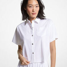 Укороченная рубашка Michael Michael Kors Stretch Organic Cotton Poplin, белый