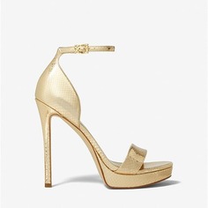 Босоножки MICHAEL Michael Kors Jordyn Metallic Snake Embossed Leather Platform Sandal, золотой