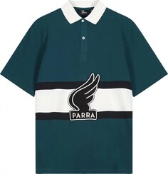 Рубашка-поло с крылатым логотипом Parra, бирюзовый/белоснежный
