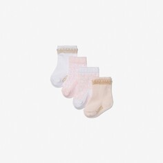Набор носков для новорожденных, 4 шт, Michael Kors Kids Stretch Cotton, белый