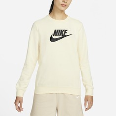 Свитшот Nike Sportswear Club Fleece Women&apos;s Logo Crew-Neck Sweatshirt, черный/светло-бежевый