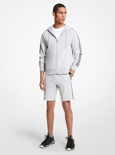 Толстовка на молнии Michael Kors Mens Logo Tape Cotton Blend, серый