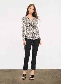 Блуза с V-образным вырезом и закрученным спереди дизайном Donna Karan Dkny
