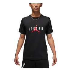 Футболка Air Jordan Alphabet Flying Man Logo Printing Round Neck Casual Short Sleeve Black, Черный