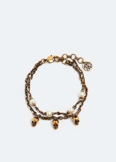 Браслет ALEXANDER MCQUEEN Pearl Skull chain bracelet, золотой
