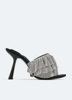 Мюли ALEXANDER WANG Nala crystal ruffle 105 mules, черный