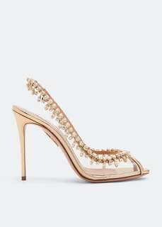 Сандалии AQUAZZURA Temptation crystal sandals, золотой