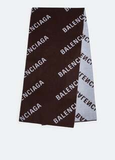 Шарф BALENCIAGA Allover Logo scarf, коричневый