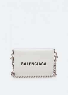 Кошелек BALENCIAGA Cash mini chain wallet, белый