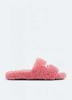 Сандалии BALENCIAGA Furry slide sandals, розовый