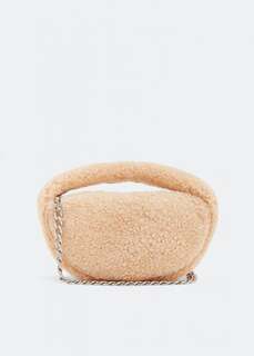 Сумка BY FAR Baby Cush shearling bag, бежевый