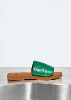 Сандалии CHLOÉ x Level Shoes Woody flat sandals, зеленый Chloe