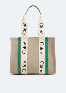 Сумка-тоут CHLOÉ Woody medium tote bag, бежевый Chloe