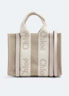 Сумка-тоут CHLOÉ Woody small tote bag, бежевый Chloe