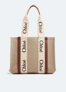 Сумка-тоут CHLOÉ Woody medium tote bag, бежевый Chloe