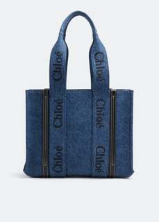 Сумка-тоут CHLOÉ Woody medium tote bag, синий Chloe