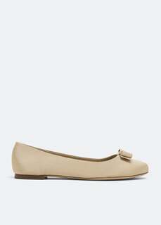 Балетки FERRAGAMO Vara bow ballet flats, бежевый