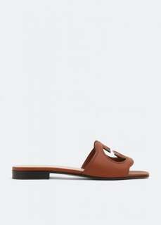 Сандалии GUCCI Interlocking G cut-out slide sandals, коричневый