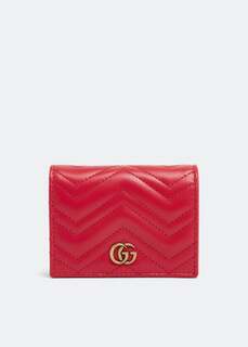 Кошелек GUCCI GG Marmont matelassé card case wallet, красный