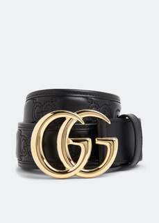 Ремень GUCCI GG Marmont matelassé wide belt, черный
