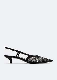 Туфли GUCCI GG slingback pumps, черный